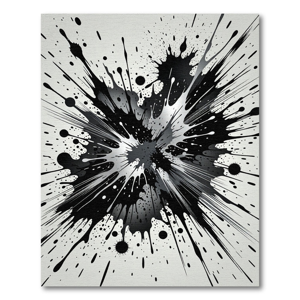 Monochrome Artistic Abstract Ink Splatter Rug