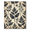 Monochromatic Botanical Charcoal Fern Foliage Rug