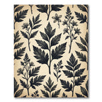Monochromatic Botanical Charcoal Fern Foliage Rug