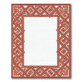 Coral Geometric Interlocking Maze Border Rug