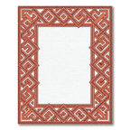 Coral Geometric Interlocking Maze Border Rug