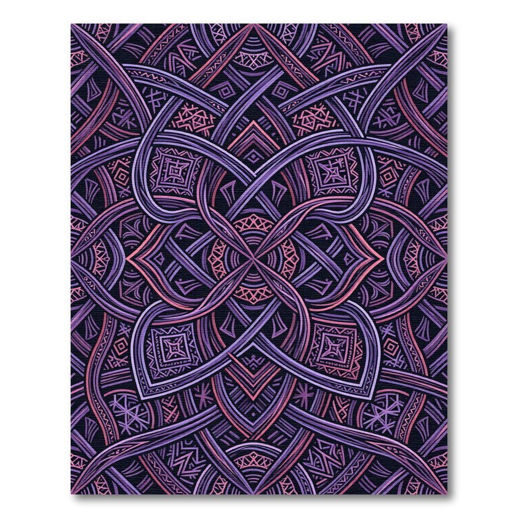 Interwoven Violet Magenta Geometric Swirl Rug