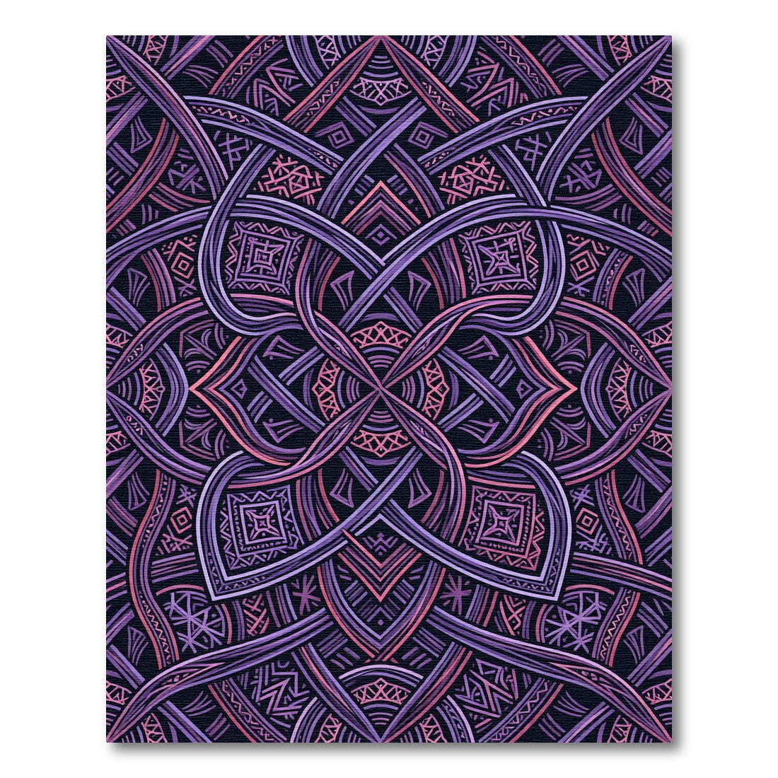 Interwoven Violet Magenta Geometric Swirl Rug