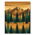 Golden Mountain Forest Silhouette Landscape Rug