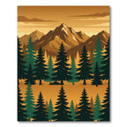Golden Mountain Forest Silhouette Landscape Rug