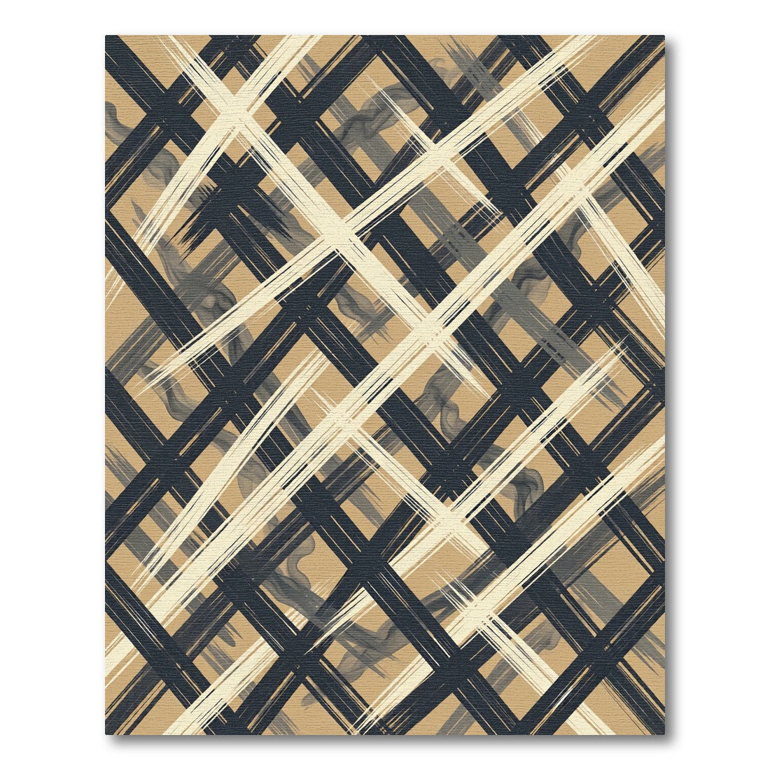 Brown Black Cream Abstract Stripe Rug