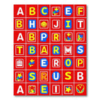 Playful Alphabet Animals Colorful Grid Rug