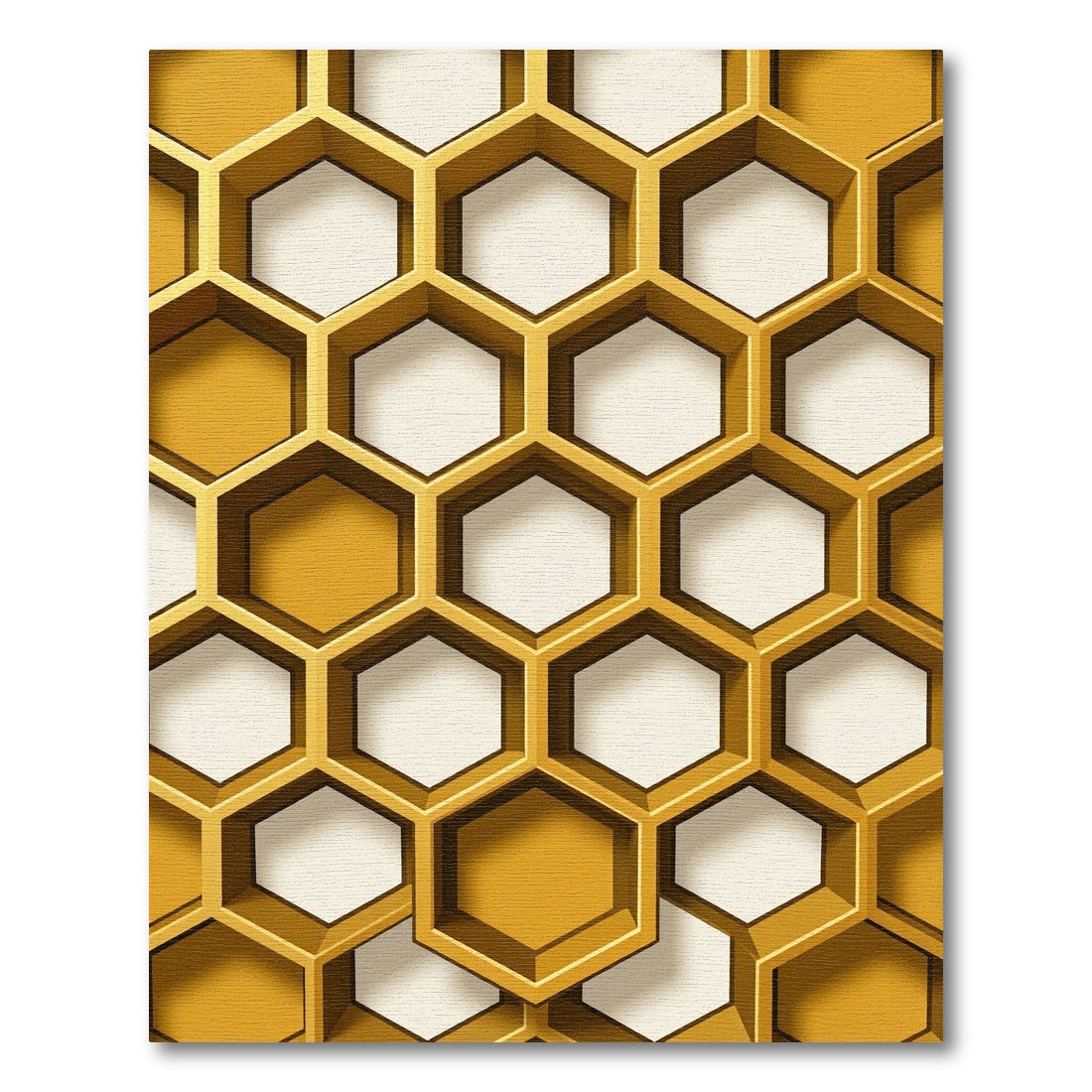 Modern Honey Gold Geometric Hexagon Rug