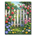 Enchanted Garden Floral White Fence Rug