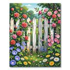 Enchanted Garden Floral White Fence Rug