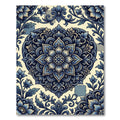 Deep Blue Floral Heart Medallion Rug