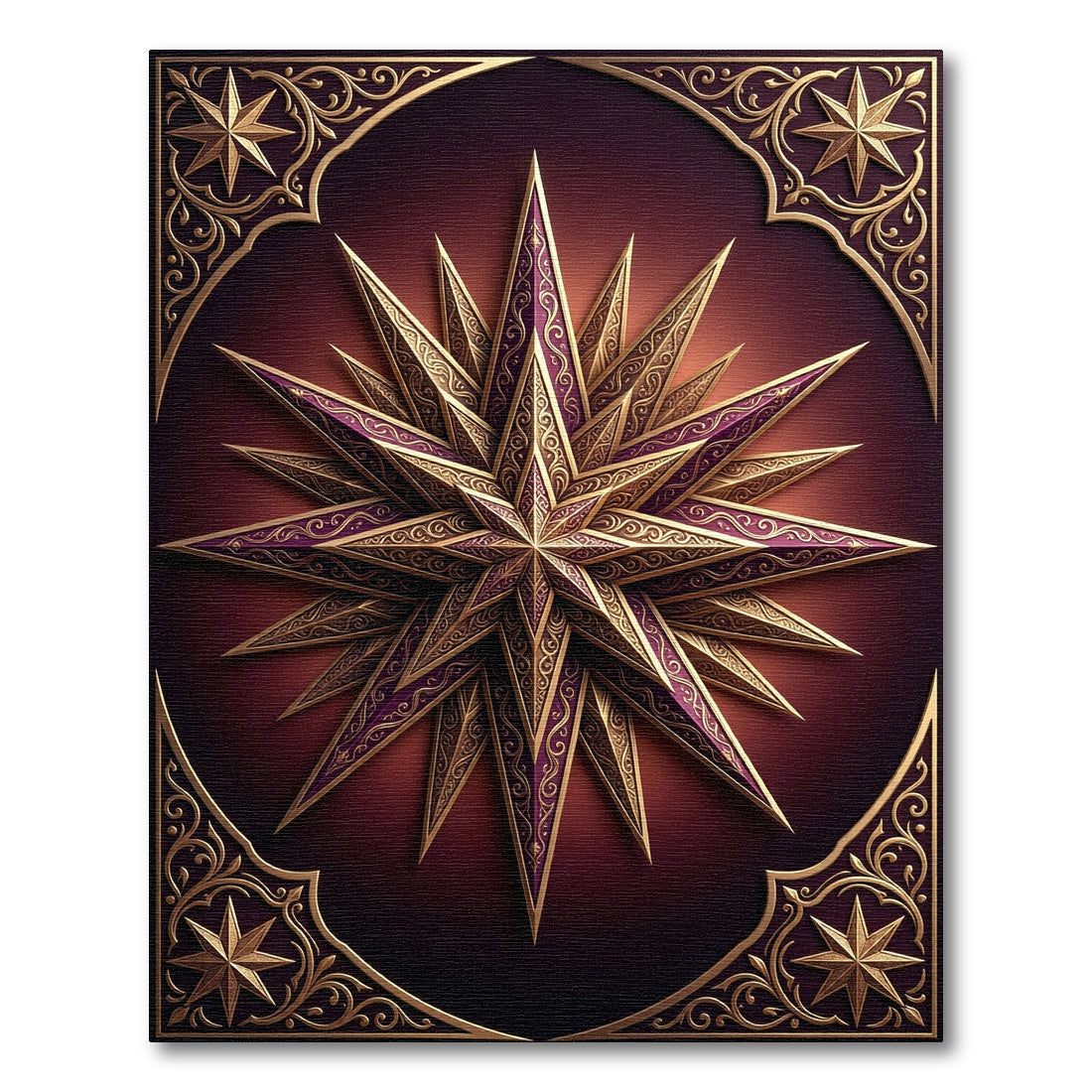 Ornate Gold Starburst Purple Rug