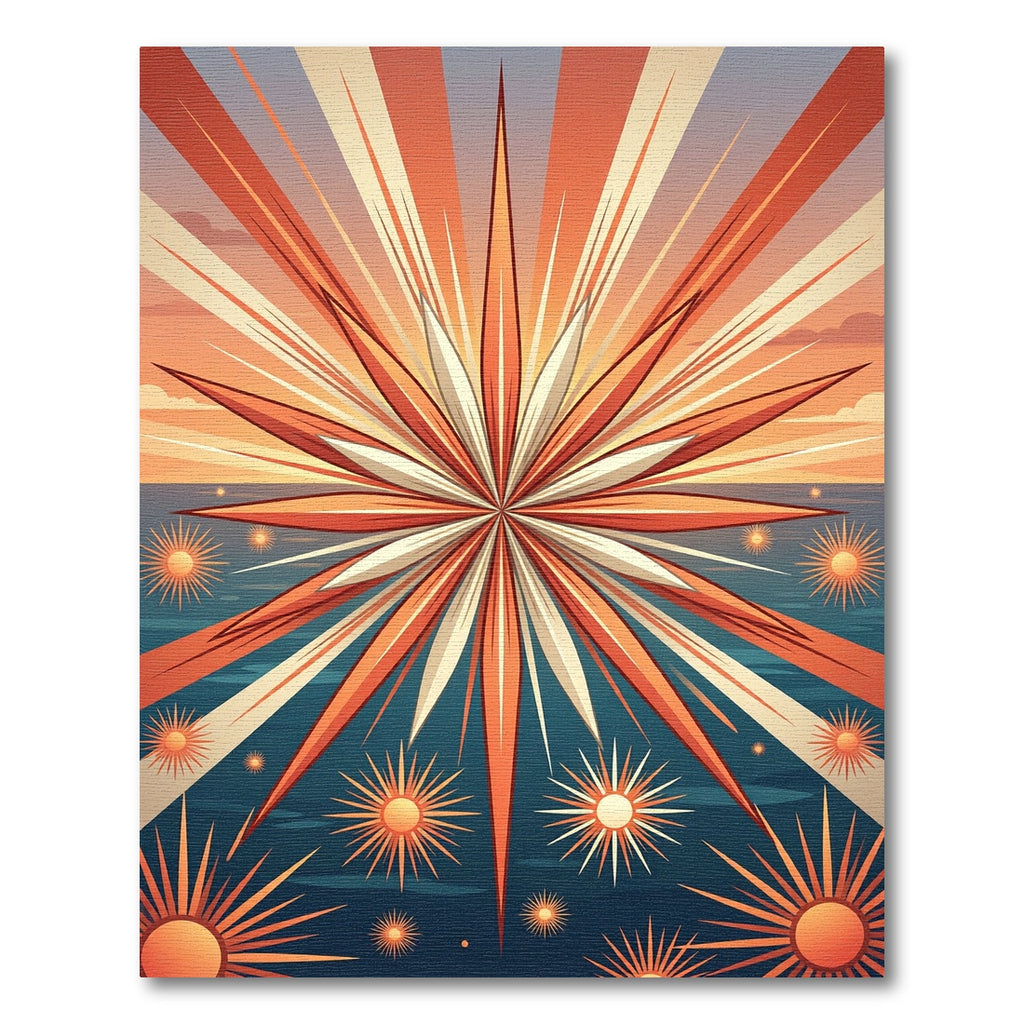 Radiant Golden Starburst Sunset Art Rug