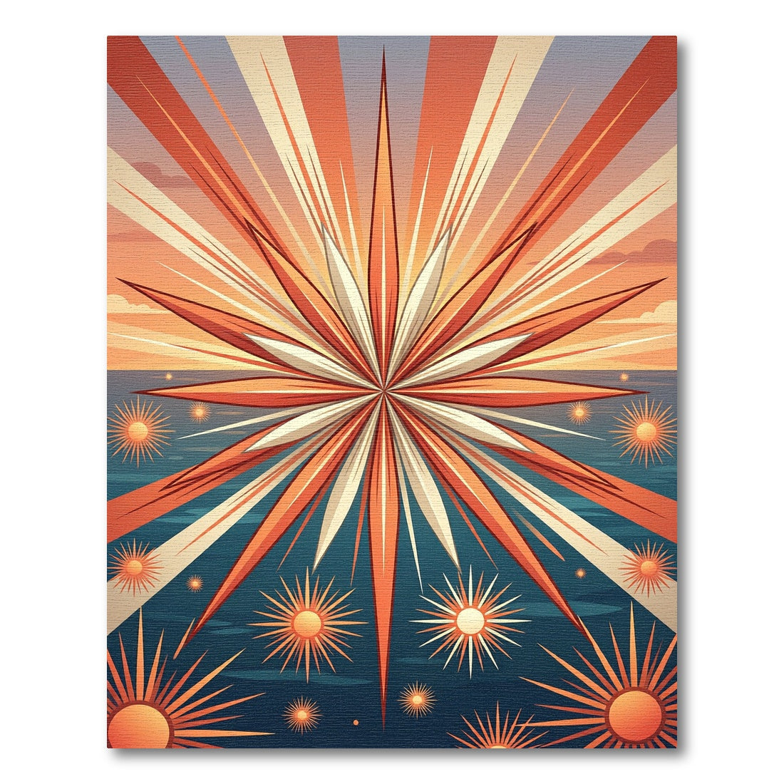 Radiant Golden Starburst Sunset Art Rug