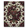 Burgundy Heart Floral Ribbon Display Rug