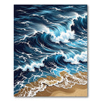 Dramatic Navy Blue Ocean Wave Rug