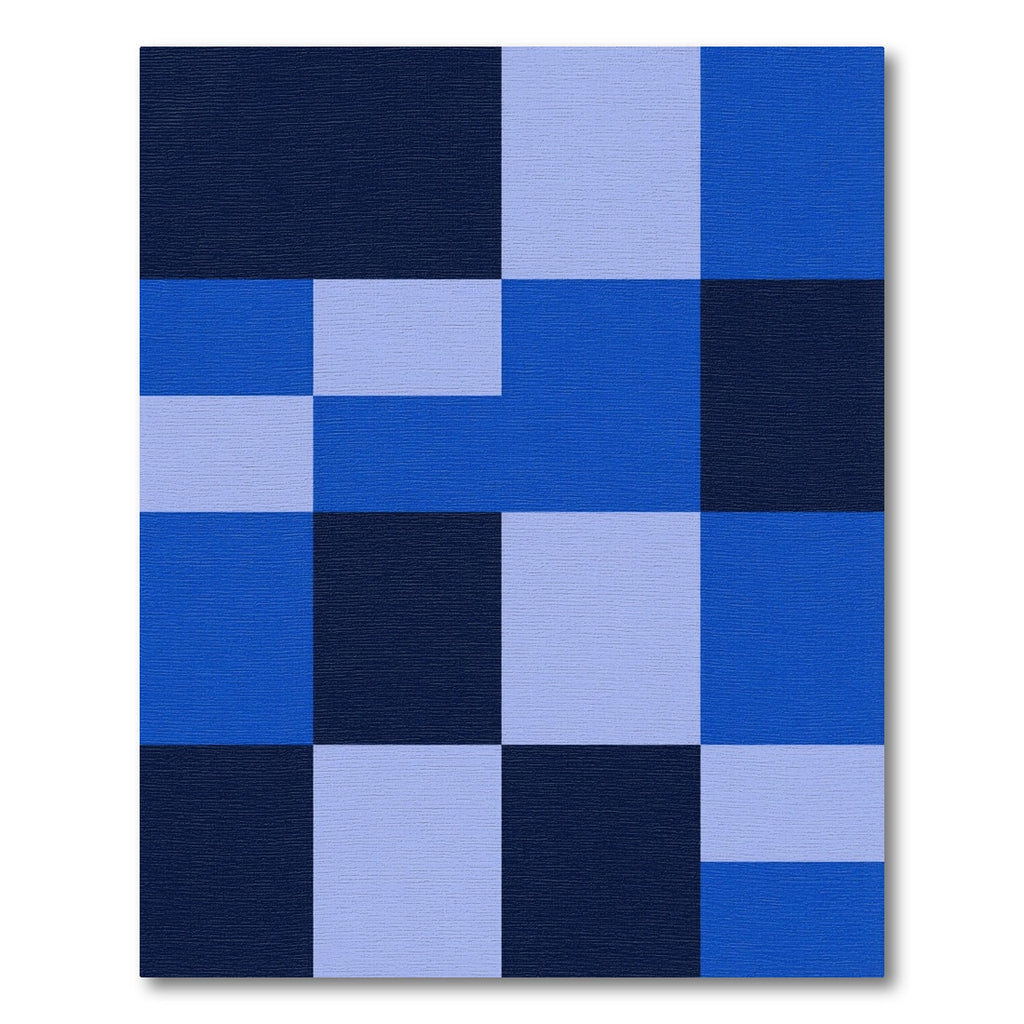 Deep Blue Geometric Color Block Rug