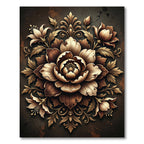 Ornate Gold Floral Arrangement Rug