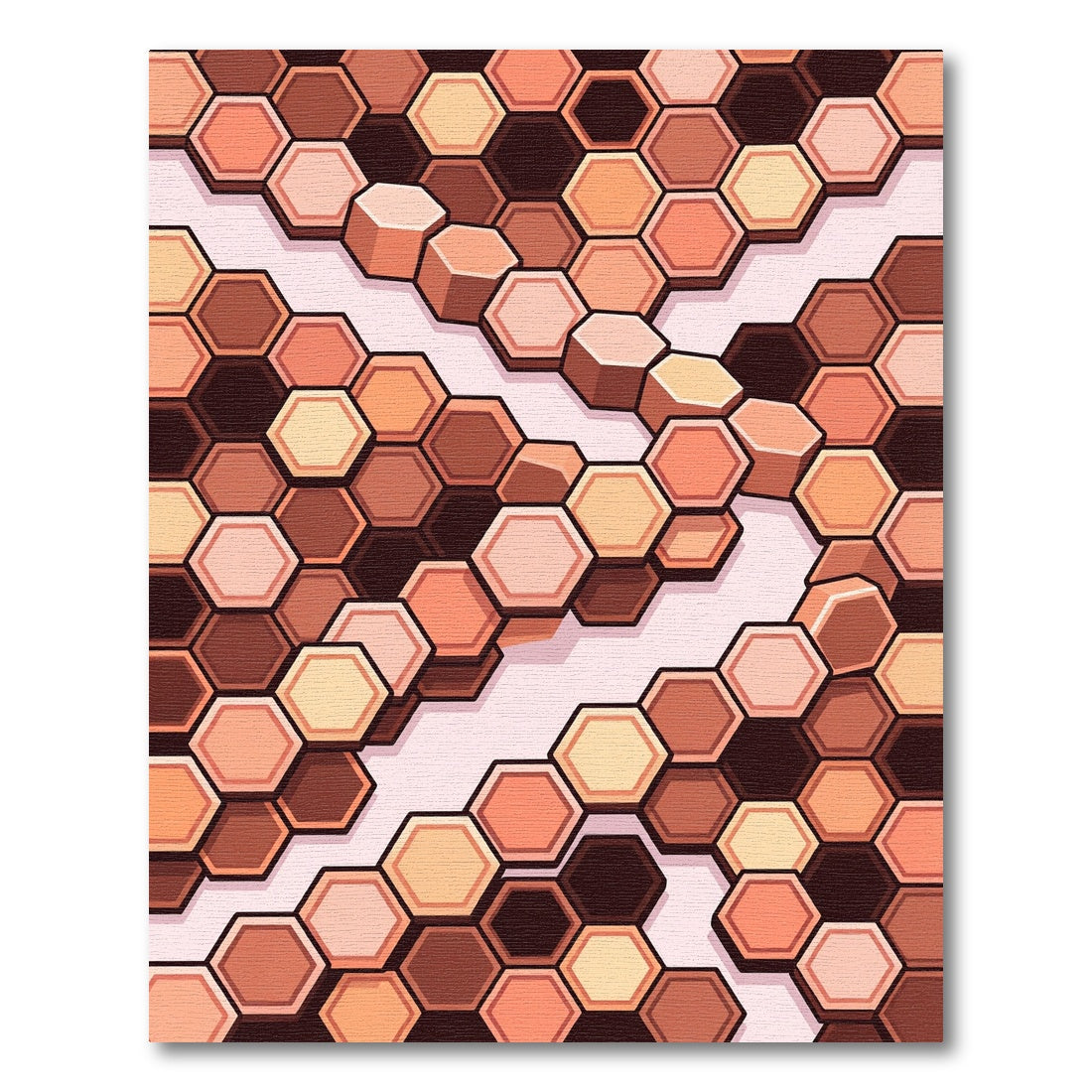 Warm Terracotta Hexagon Grid Rug