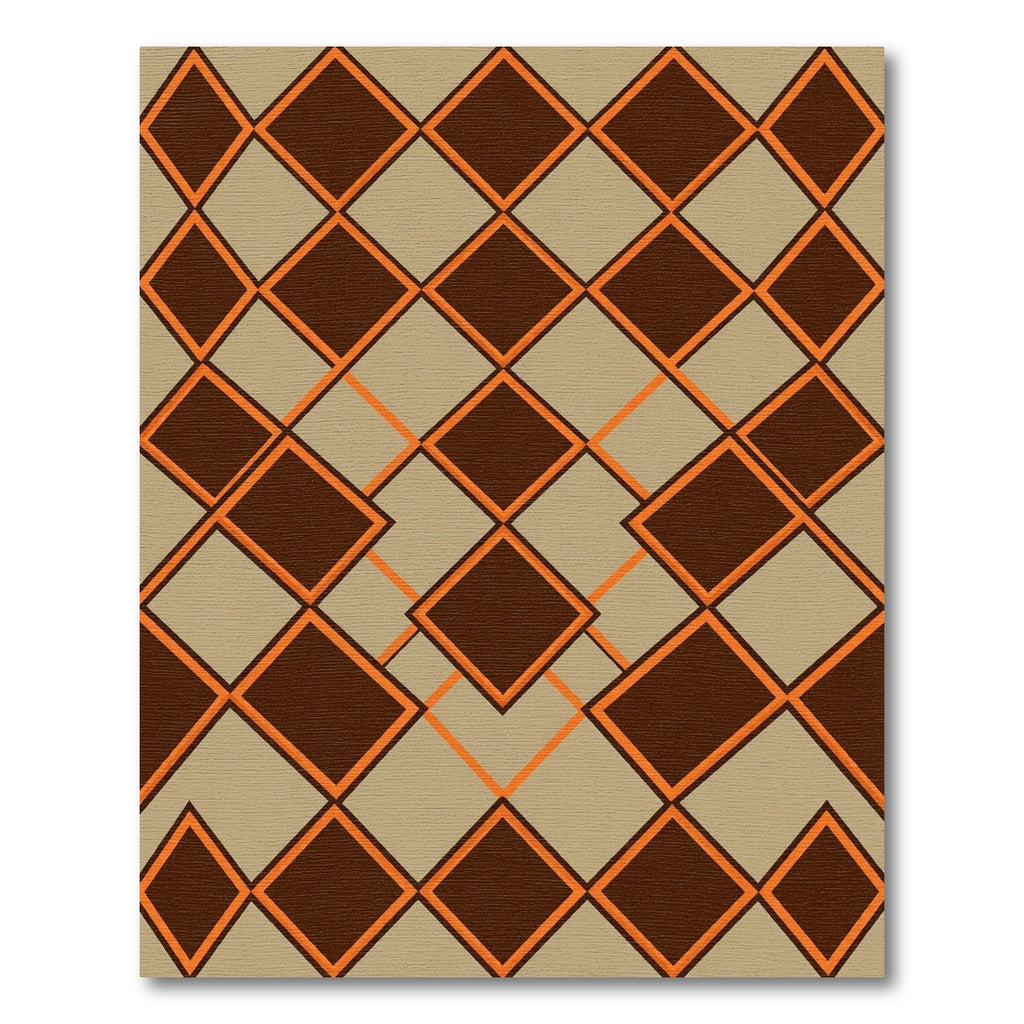 Brown Orange Diamond Geometric Rug