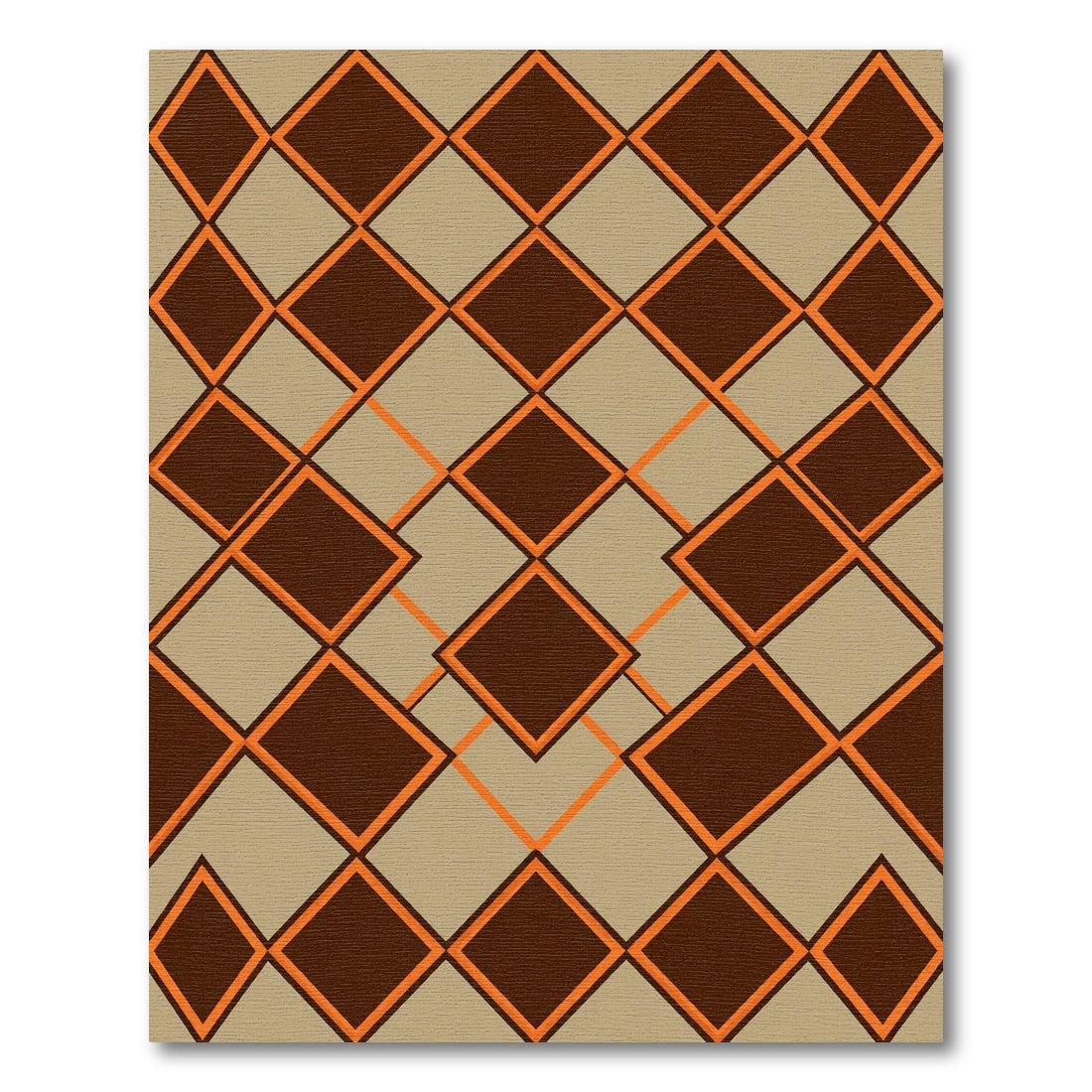 Brown Orange Diamond Geometric Rug