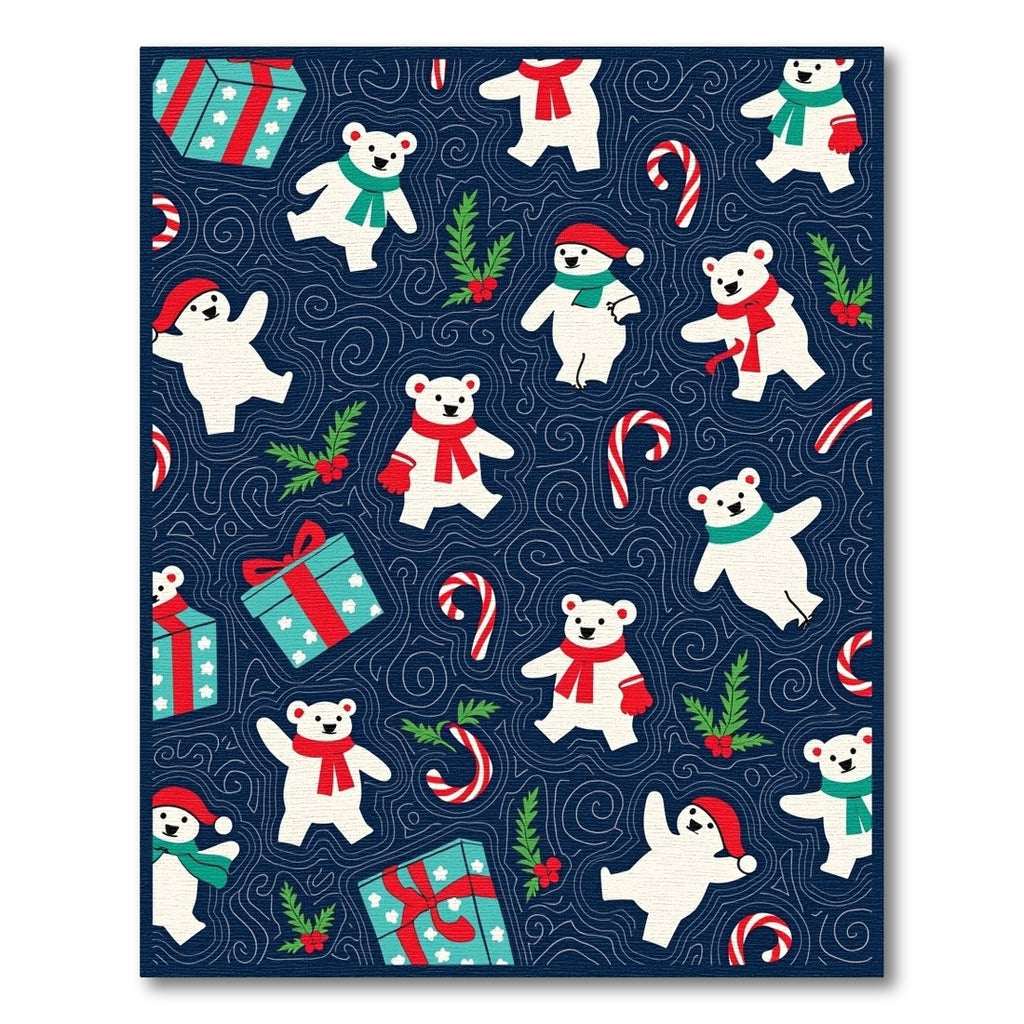 Blue Polar Bears Candy Cane Holiday Rug