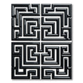 Black White Meandering Square Path Rug
