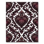 Dark Burgundy Baroque Heart Scroll Rug