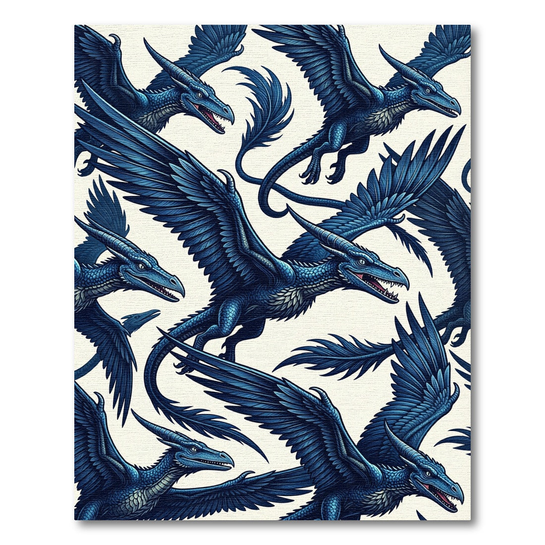 Majestic Sapphire Dragon Flight Composition Rug