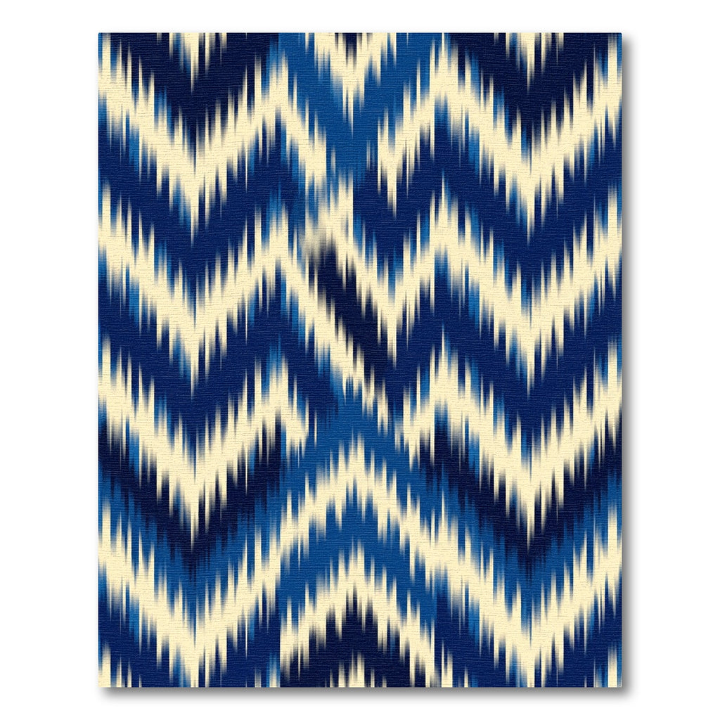 Navy Blue Ikat Chevron Wave Rug