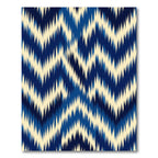Navy Blue Ikat Chevron Wave Rug