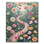 Whimsical Pink Daisy Garden Path Rug