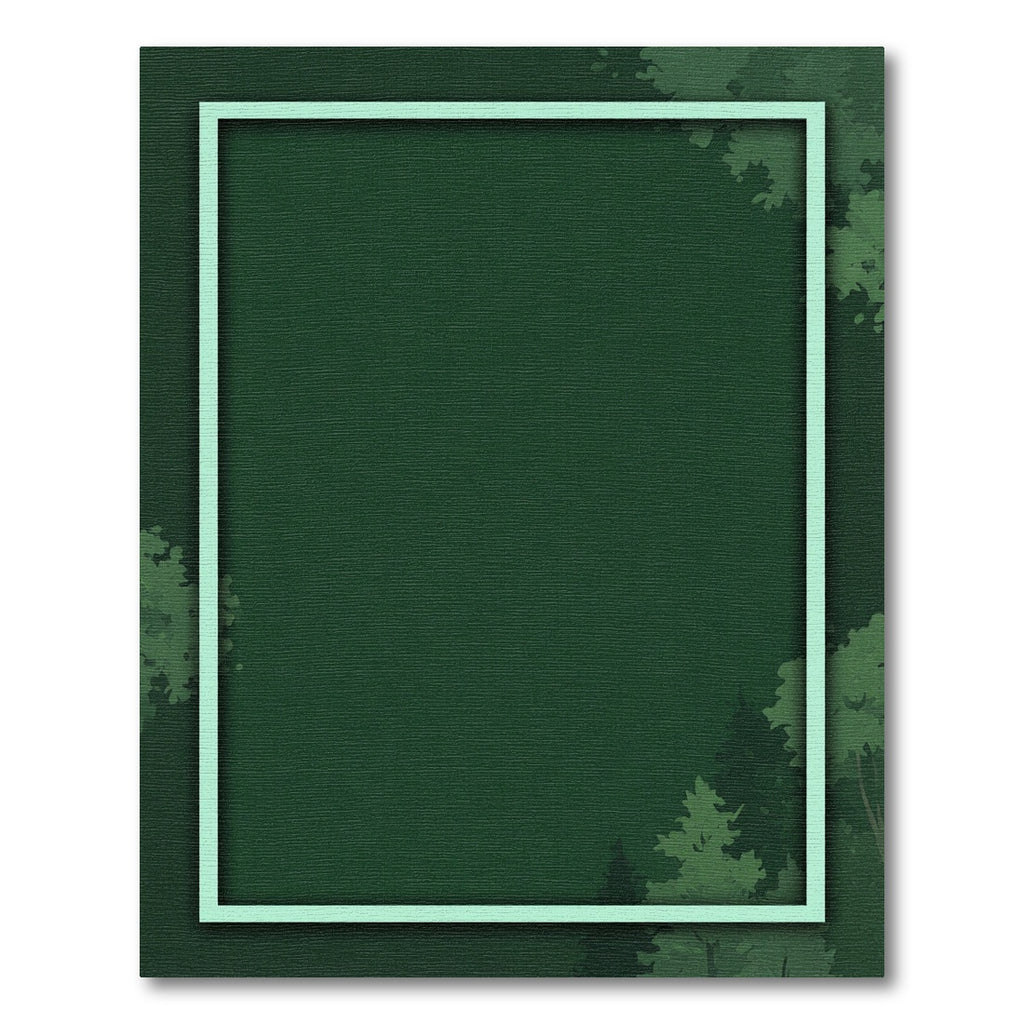 Earthy Forest Green Woodland Border Rug
