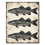 Vintage Gray Pike Fish Illustration Rug