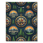 Rustic Navy Adventurer Compass Forest Rug