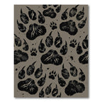 Black Paw Prints Textured Background Rug