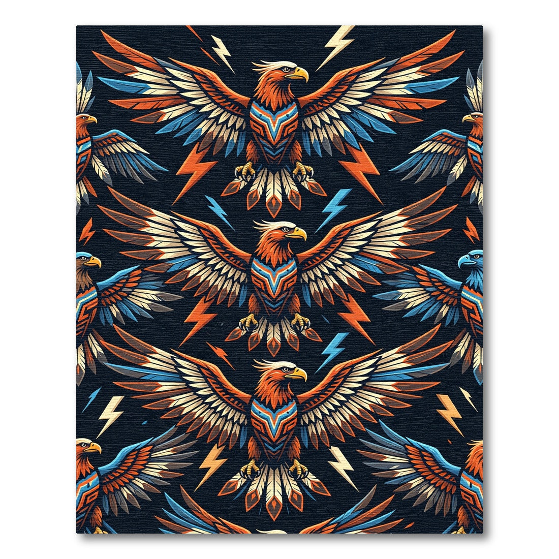 Vibrant Geometric Electric Eagle Art Rug