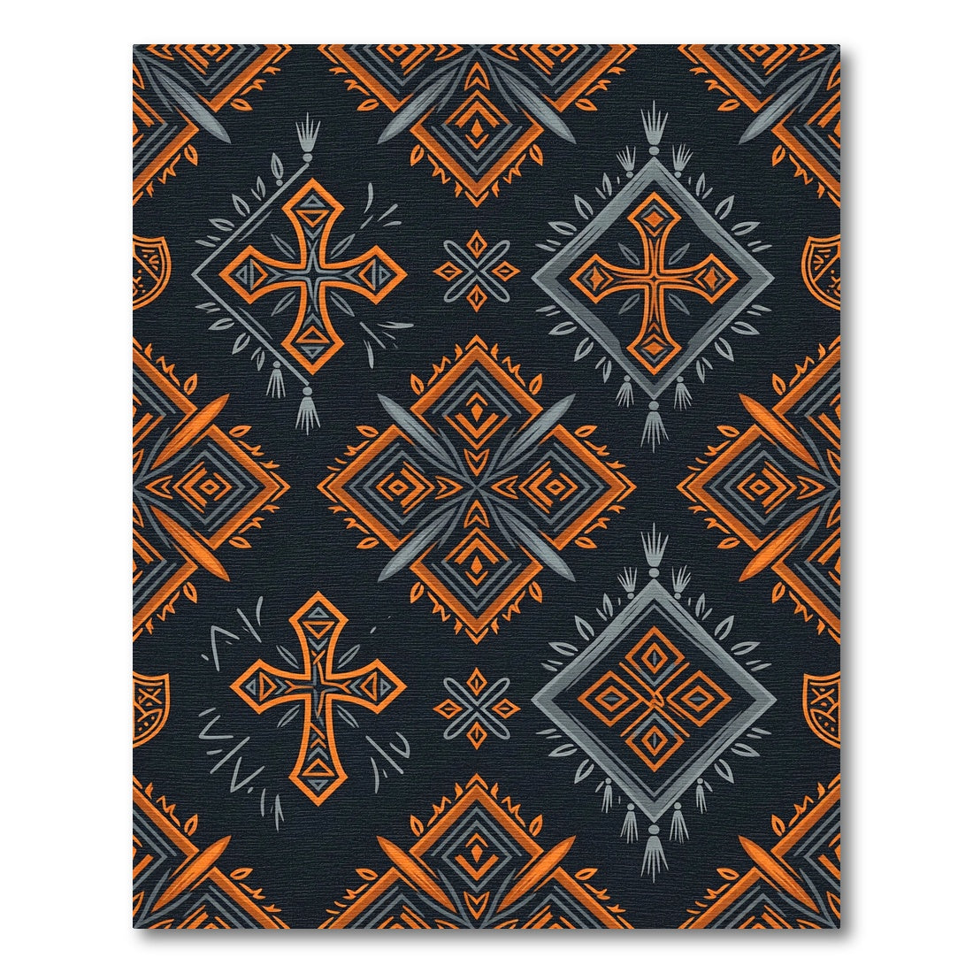 Orange Gray Cross Diamond Composition Rug