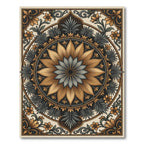 Golden Floral Medallion Art Nouveau Rug
