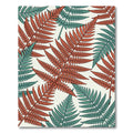 Botanical Copper and Teal Fern Foliage Rug