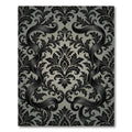 Elegant Black Damask Baroque Scroll Rug
