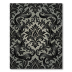 Elegant Black Damask Baroque Scroll Rug