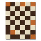 Modern Brown Cream and Terracotta Checkerboard Rug