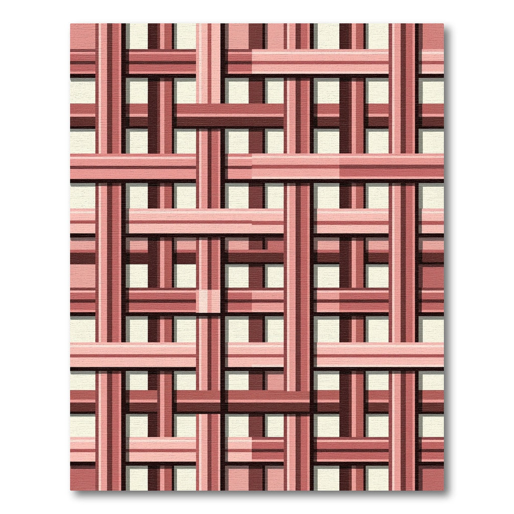 Geometric Pink Woven Lattice Weave Rug