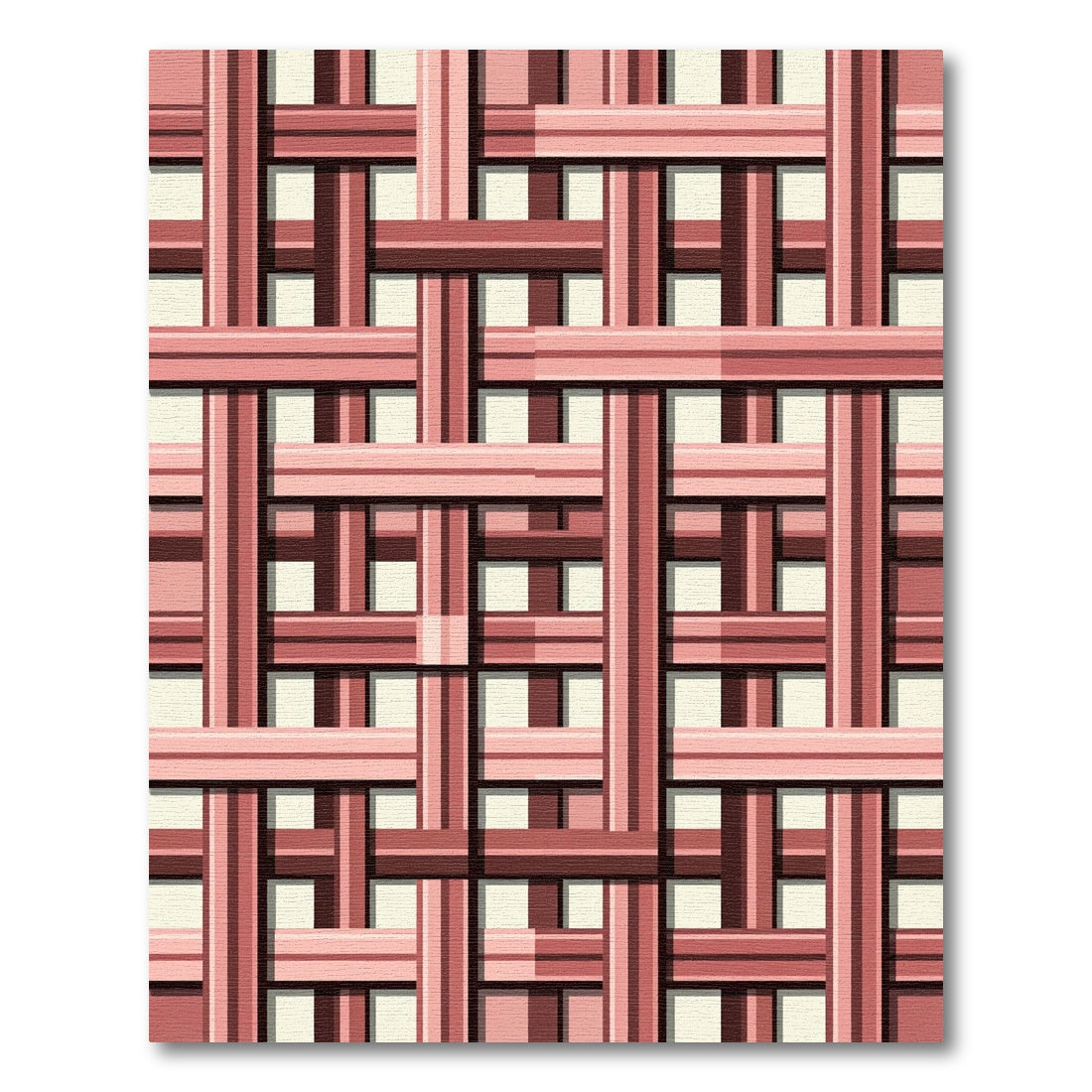 Geometric Pink Woven Lattice Weave Rug