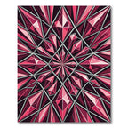 Faceted Ruby Gemstone Geometric Mosaic Rug