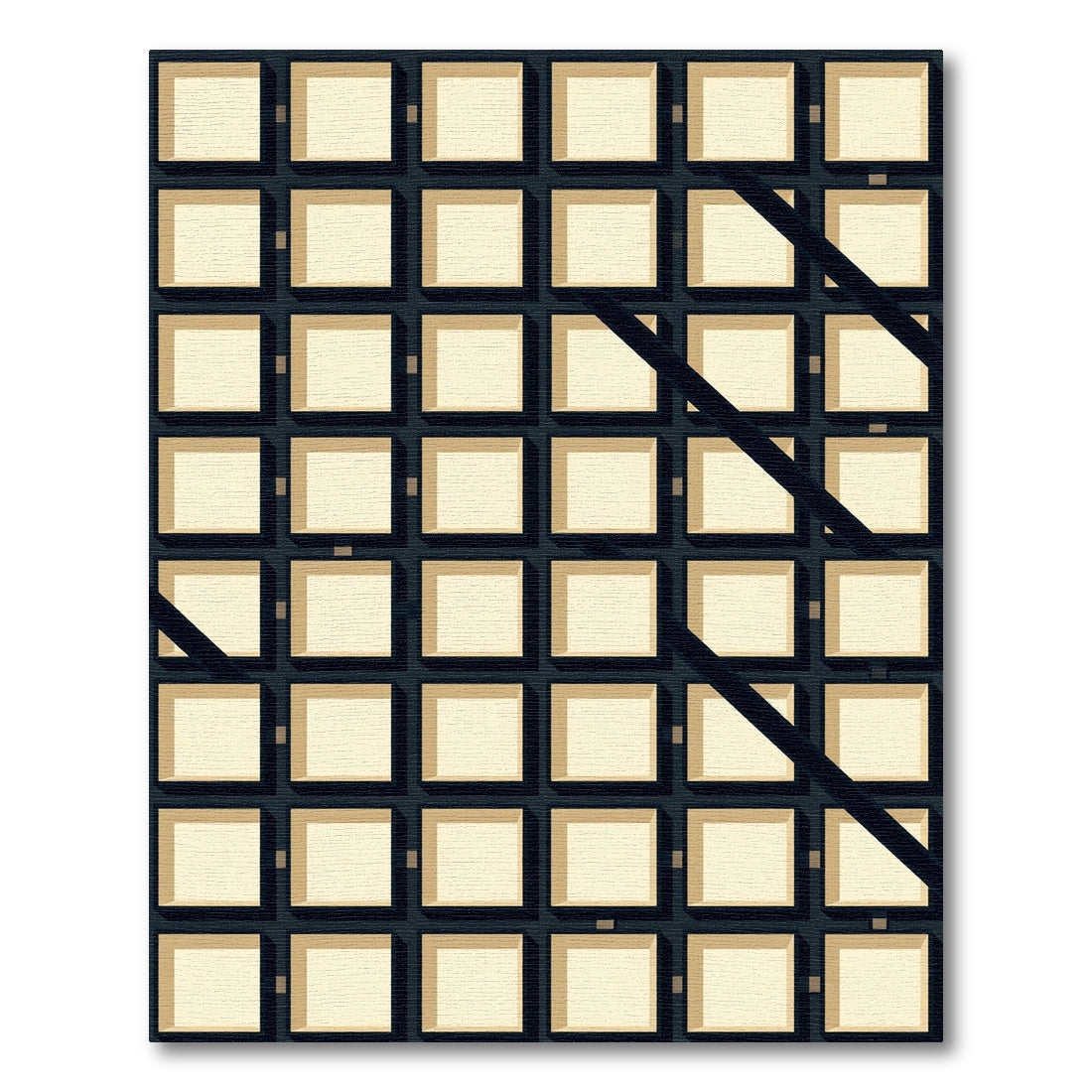 Dark Cream Grid Diagonal Overlay Rug