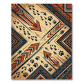 Earthy Geometric Arrow and Paw Rug