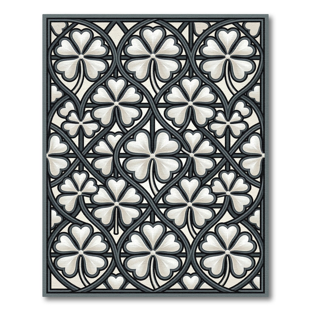 Elegant Gray Clover Trellis Rug