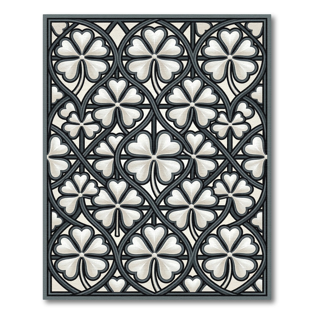 Elegant Gray Clover Trellis Rug
